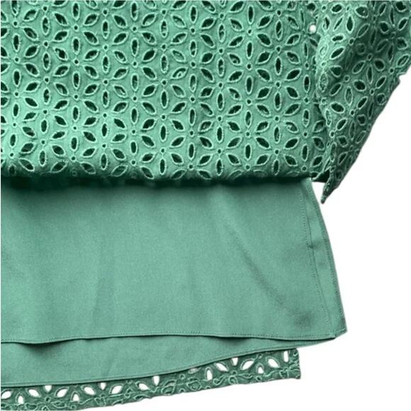 Tibi Green Eyelet Lace MIDI Skirt Sz 4 - Picture 3 of 3